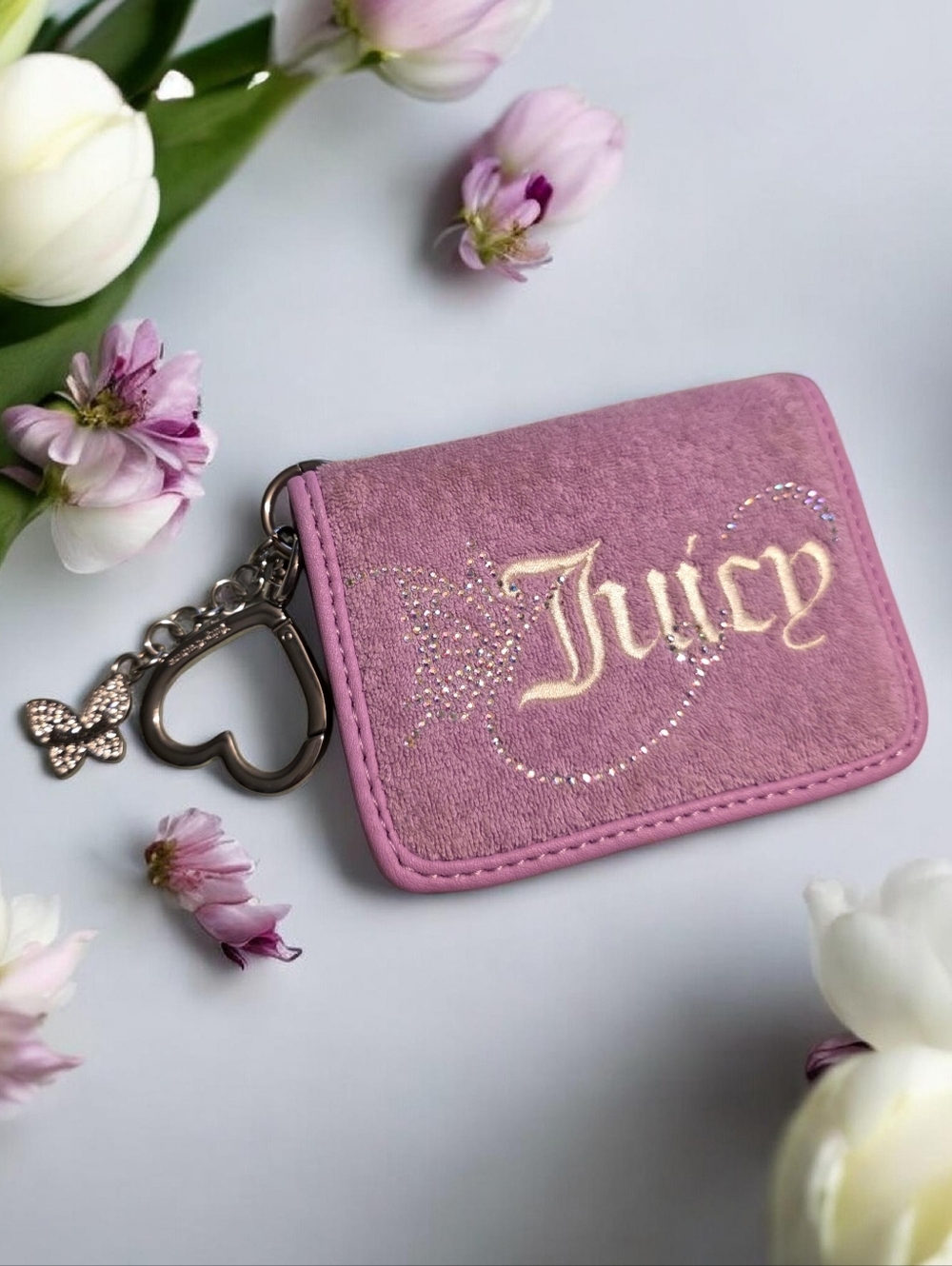 Juicy Couture Wing It Card Key/holder Case Key Fob - Violet Tulle